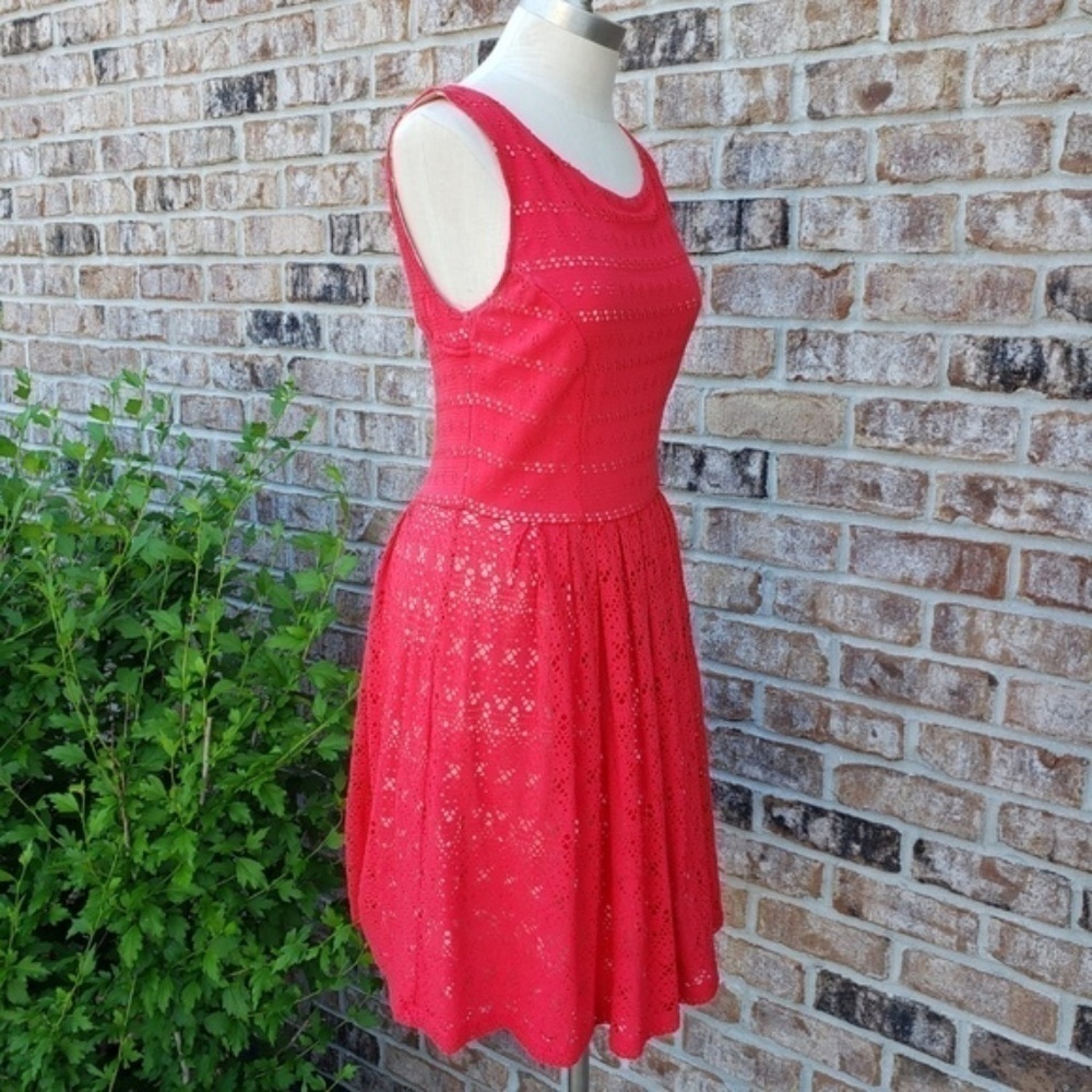 Anthropologie Postcard Cut Back Dress Red S